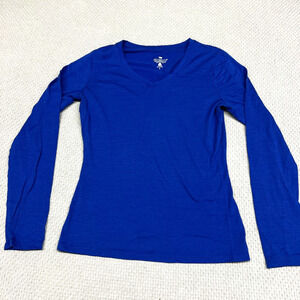 Segments wool top Women's Blue Long Sleeve Tee